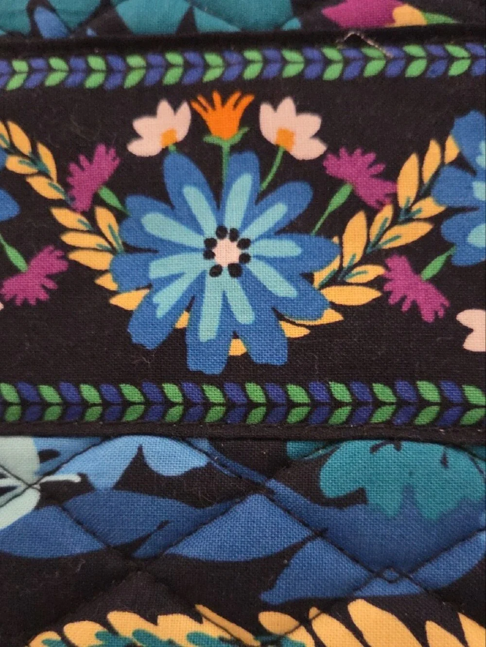 Vera Bradley Navy Quilted Floral Tablet Sleeve With Blue,Purple & Orange Accents